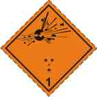 Информационное табло №1 по ДОПОГ (взрывчатые вещества и изделия, подклассы 1.1, 1.2, 1.3)